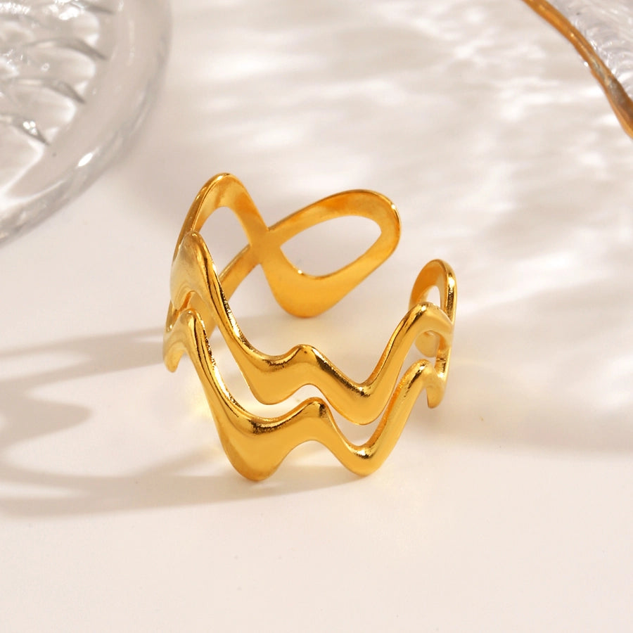 Minimalist Waves 18K Gold Plated Open Rings