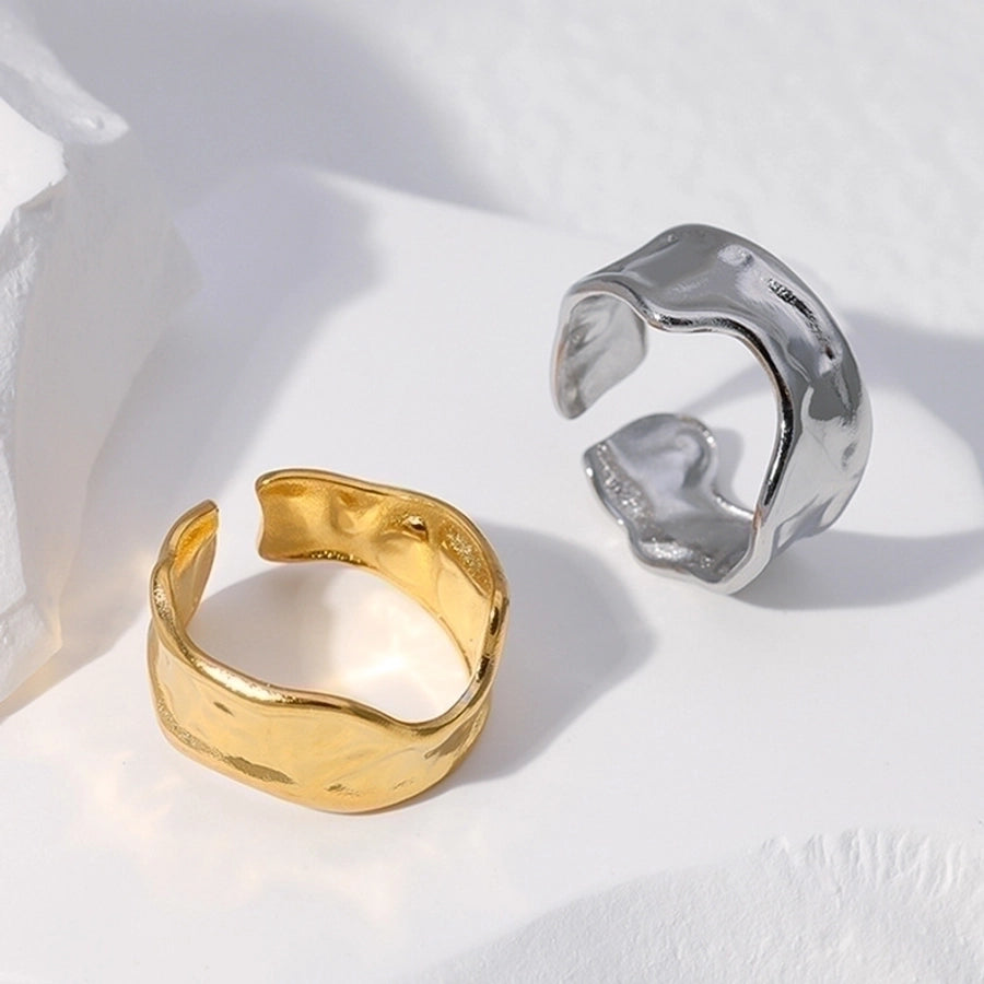 Modern Wave pattern 18K Gold Plated Open Ring