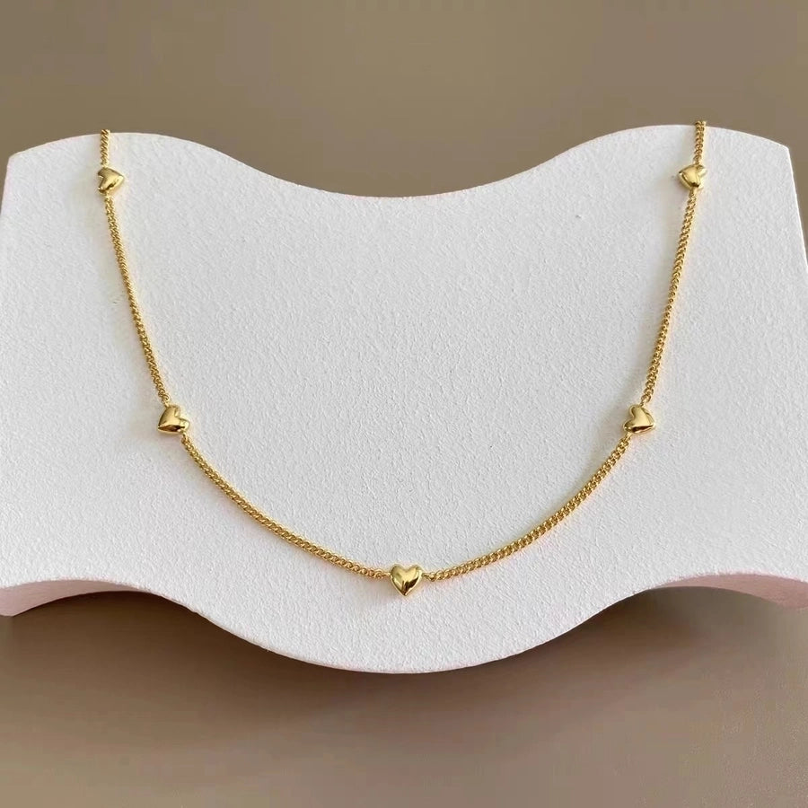 Peach Heart-Shaped "Love" Clavicle Chain Necklace