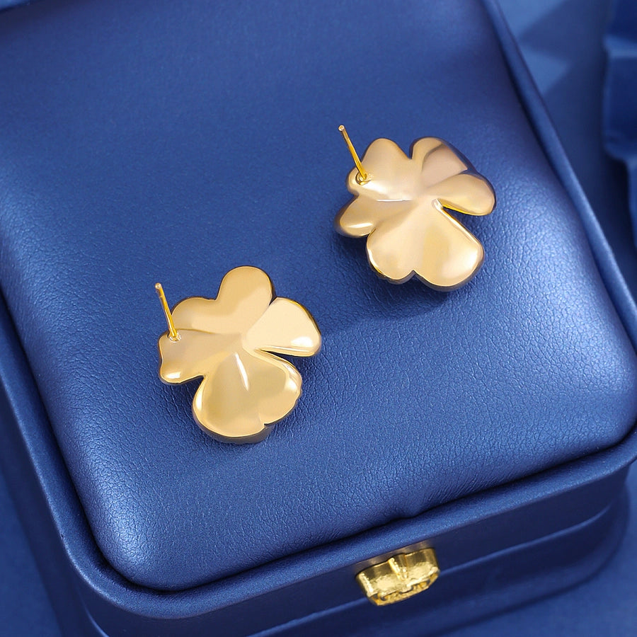 1 Pair Cute Sweet Simple Style Flower Copper Zircon Imitation Gold Ear Studs