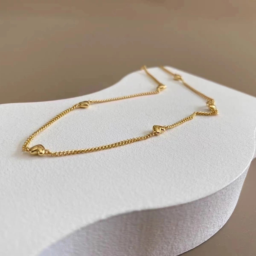 Peach Heart-Shaped "Love" Clavicle Chain Necklace