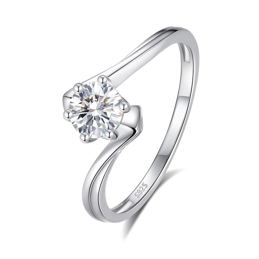 925 Sterling Silver Moissanite Zircon Round Rings