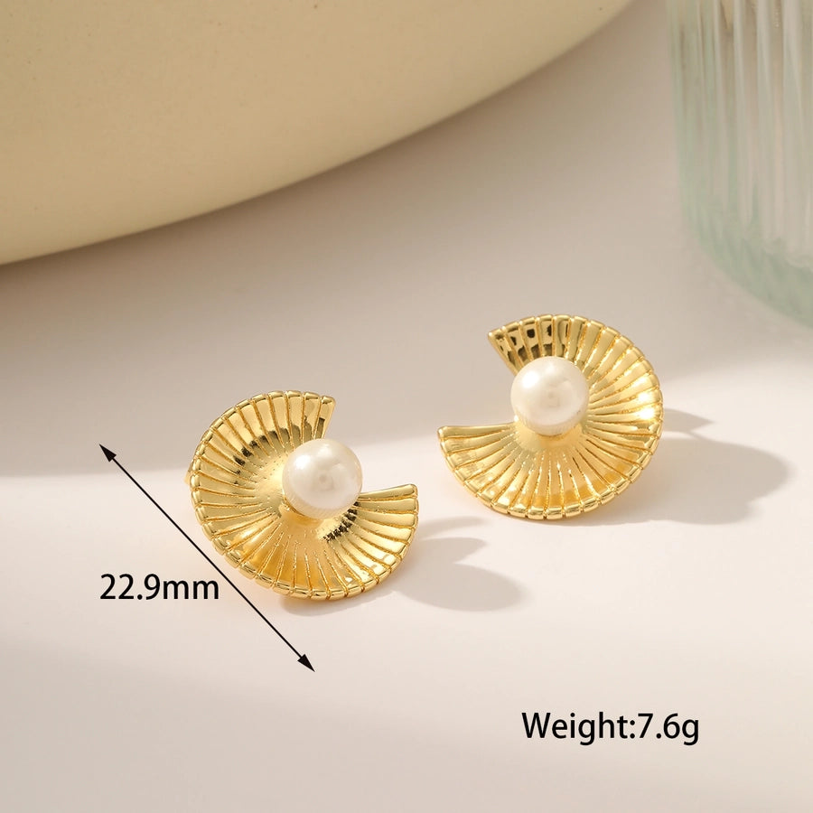 French Style Irregular Heart Shape Hollow Out Inlay 18K Gold Plated Ear Studs