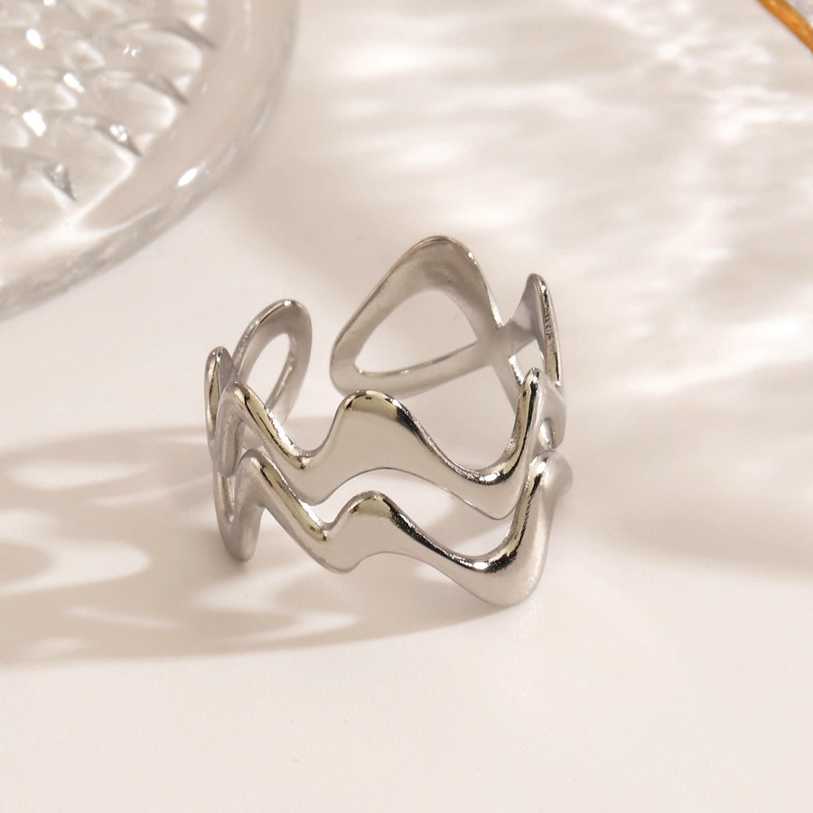 Minimalist Waves 18K Gold Plated Open Rings