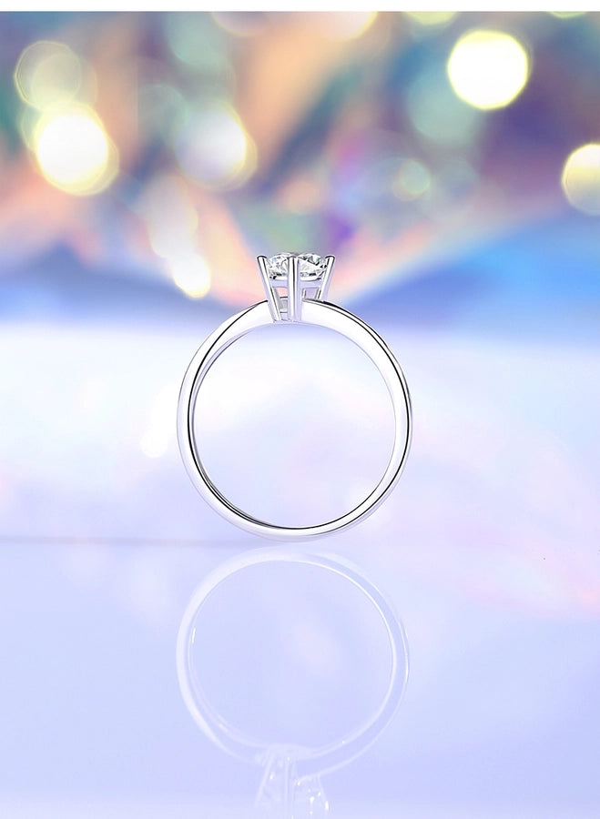 925 Sterling Silver Moissanite Zircon Round Rings