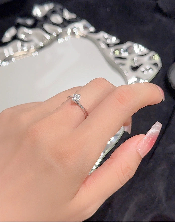 925 Sterling Silver Moissanite Zircon Round Rings
