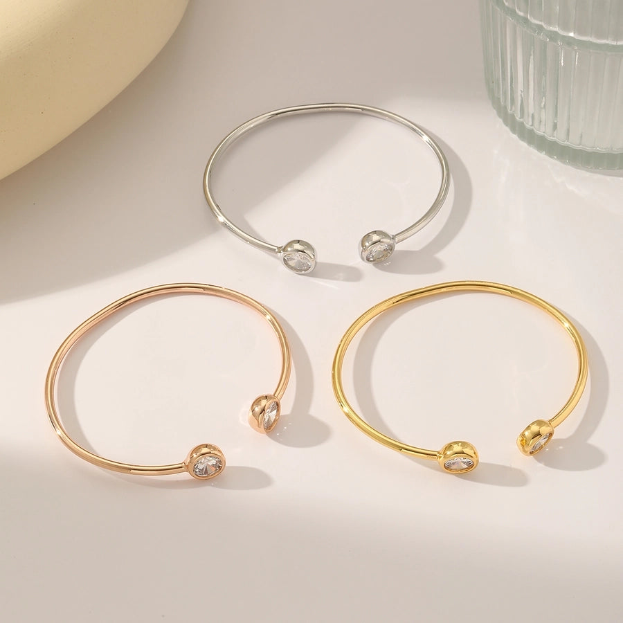 Modern Style Zircon 18K Gold Plated Inlay Bangle