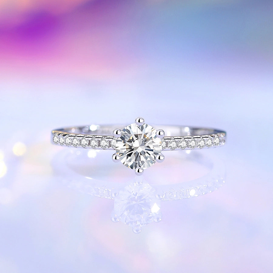 0.5ct 925 Sterling Silver Moissanite Zircon Round Rings