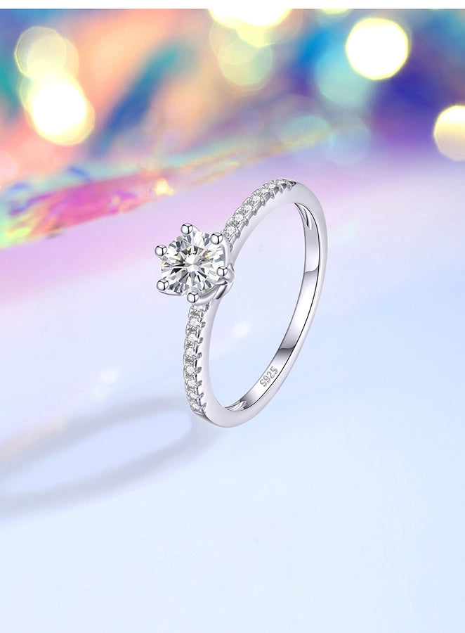 0.5ct 925 Sterling Silver Moissanite Zircon Round Rings