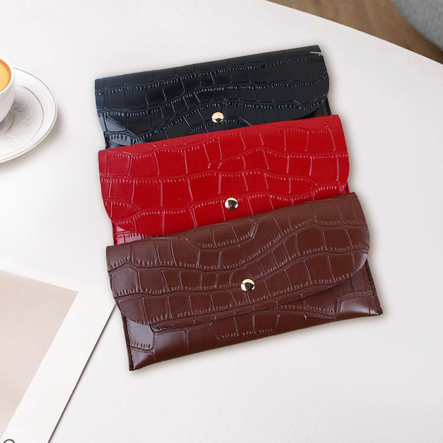 Women's Solid Color Pu Leather Lock Flip Cover Wallets
