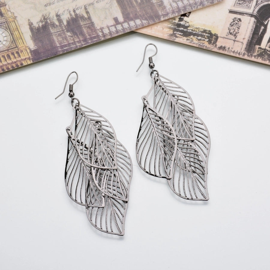 Artisan Geometric Leaf Hollow Earrings