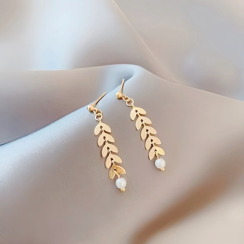 Simple Wheat Ear Pearl Jewelry Set