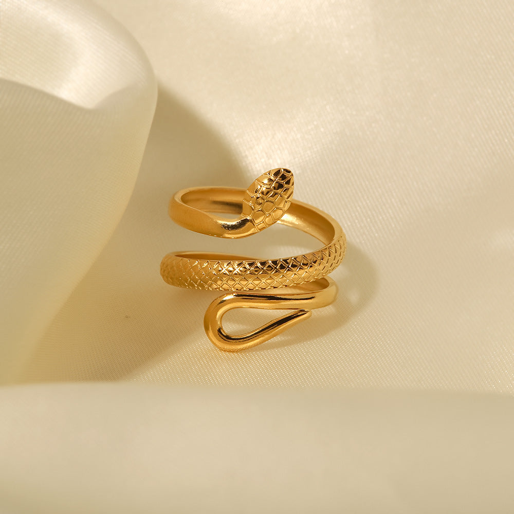 Jewelry Fashion Snake 304 Stainless Steel 18K Gold Plated Plating Open Ring