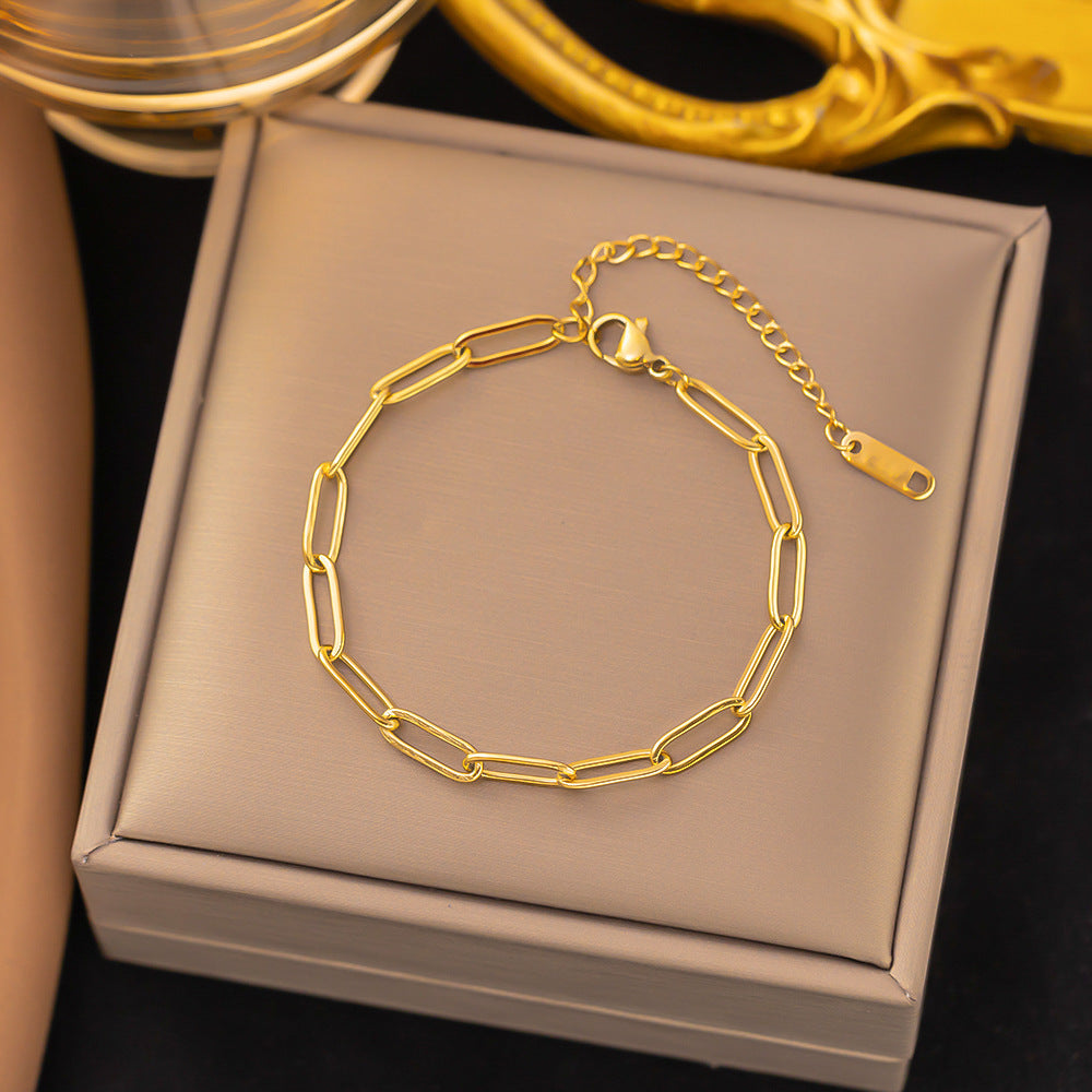 18K Gold Plated Trendy Heart Grain Bracelet Set