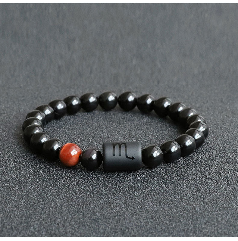 Astrological signs natural stone beaded carving bracelets