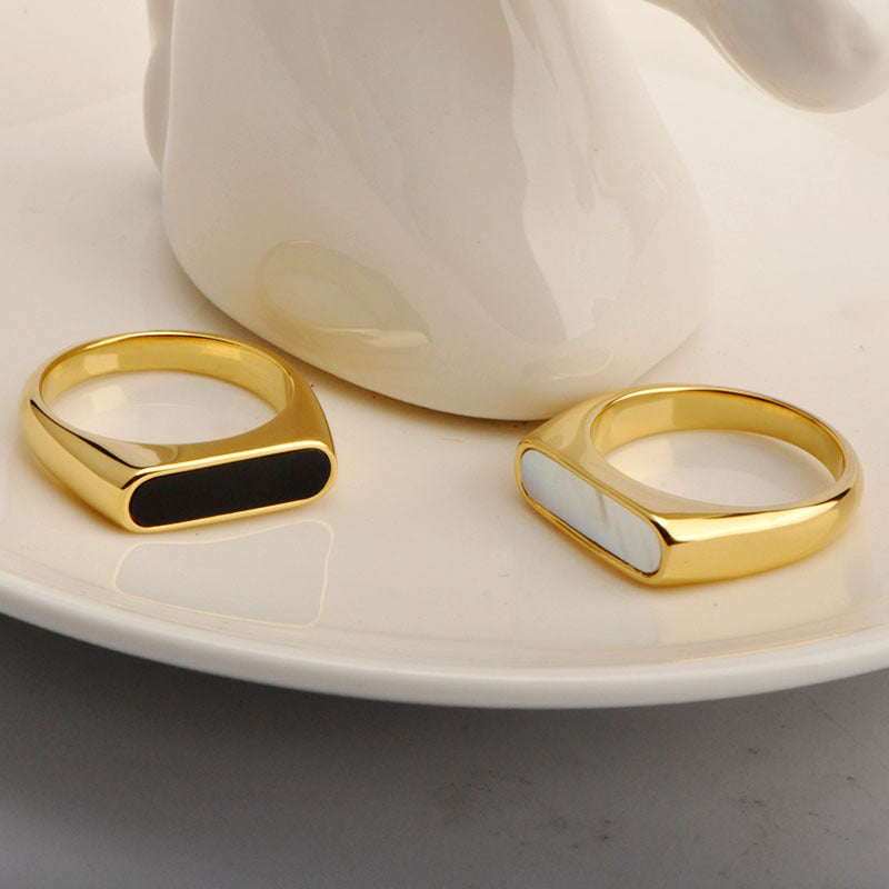 Jewelry Simple Style Geometric Titanium Steel Shell 18K Gold Plated Plating Inlay Rings