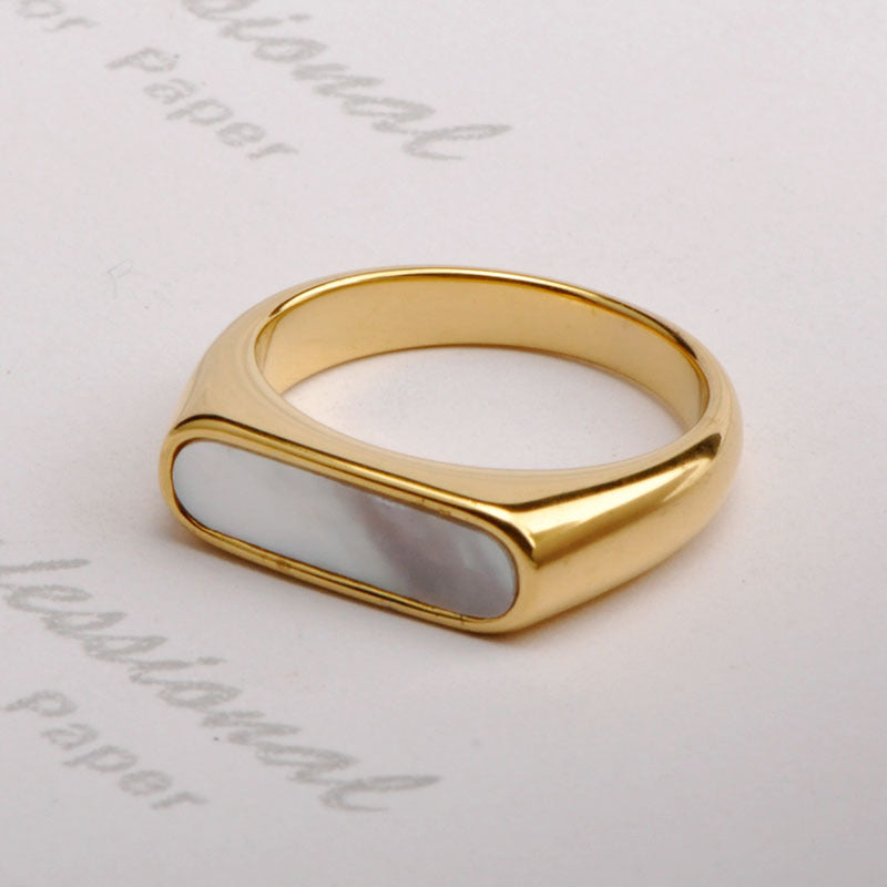 Jewelry Simple Style Geometric Titanium Steel Shell 18K Gold Plated Plating Inlay Rings