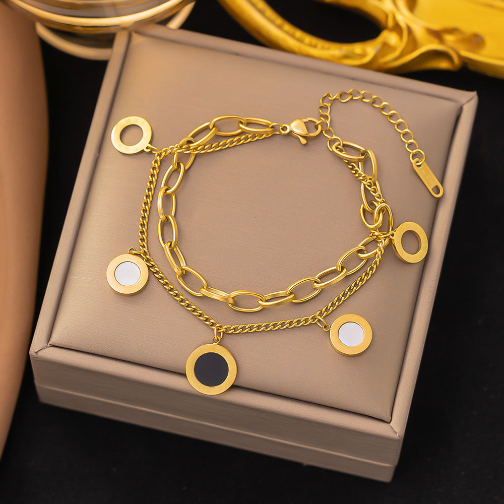 18K Gold Plated Trendy Heart Grain Bracelet Set