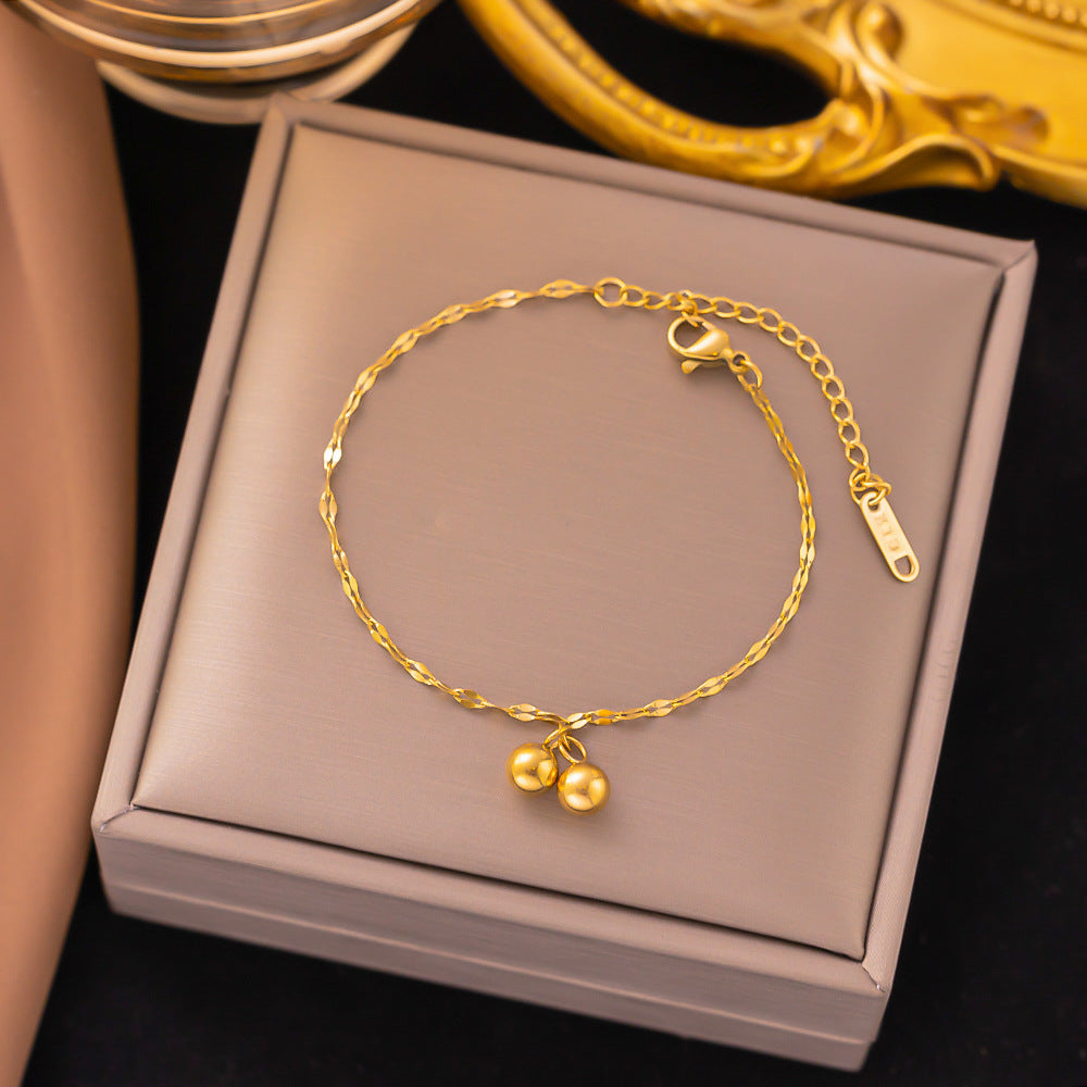 18K Gold Plated Trendy Heart Grain Bracelet Set