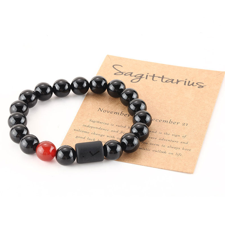 Astrological signs natural stone beaded carving bracelets