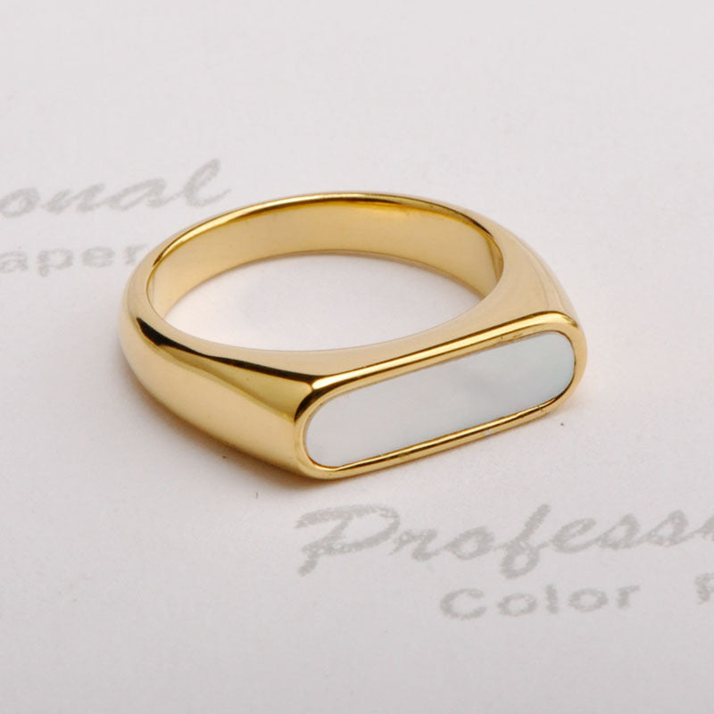 Jewelry Simple Style Geometric Titanium Steel Shell 18K Gold Plated Plating Inlay Rings