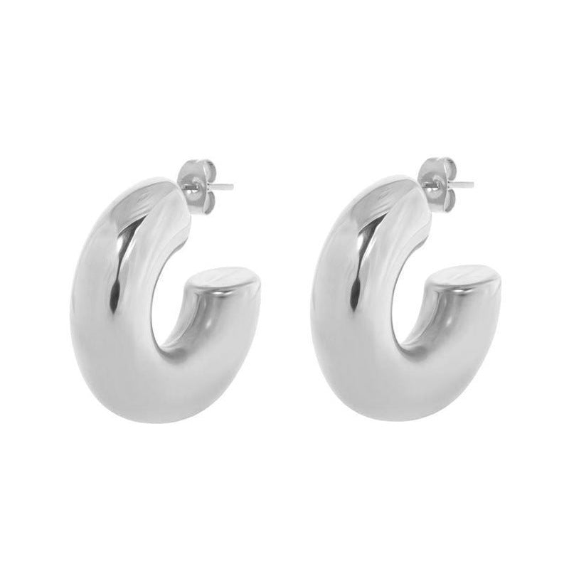 1 pair simple style c shape stainless steel ear studs