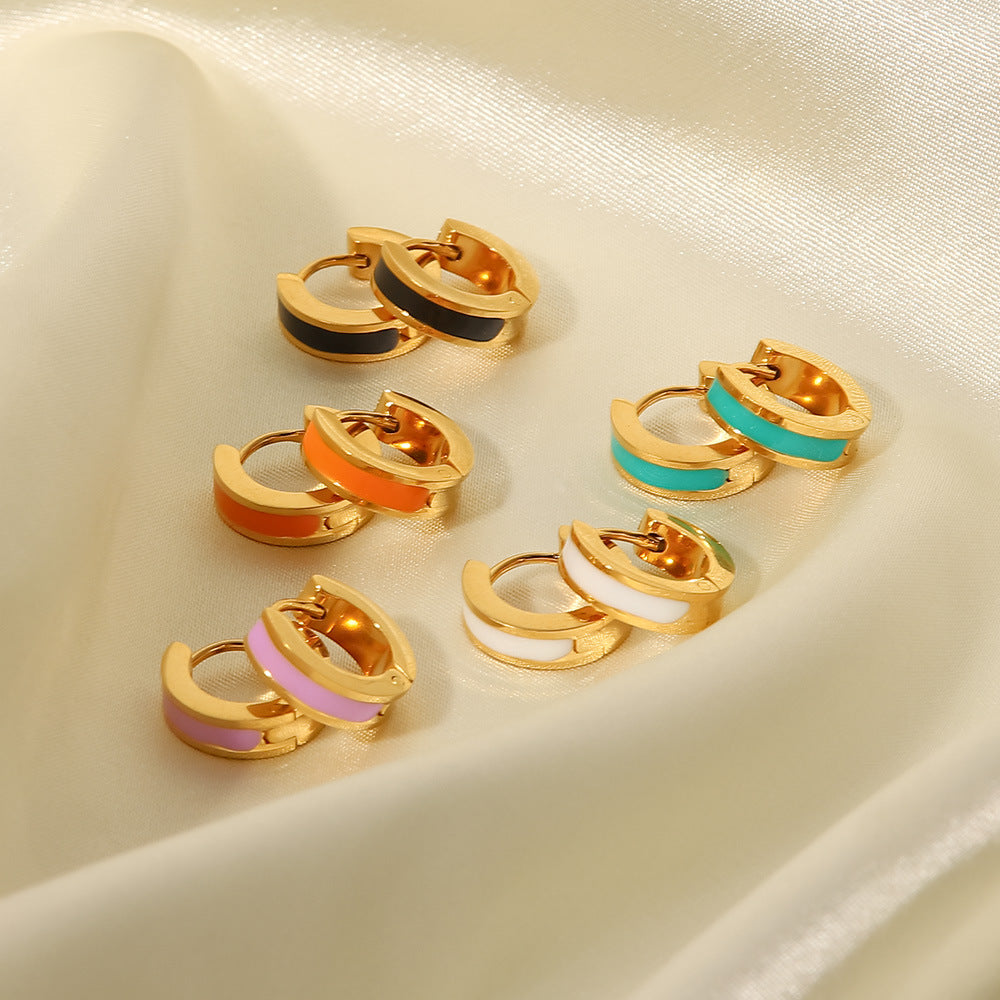 Enamel Gold Plated Timeless Elegance Earrings