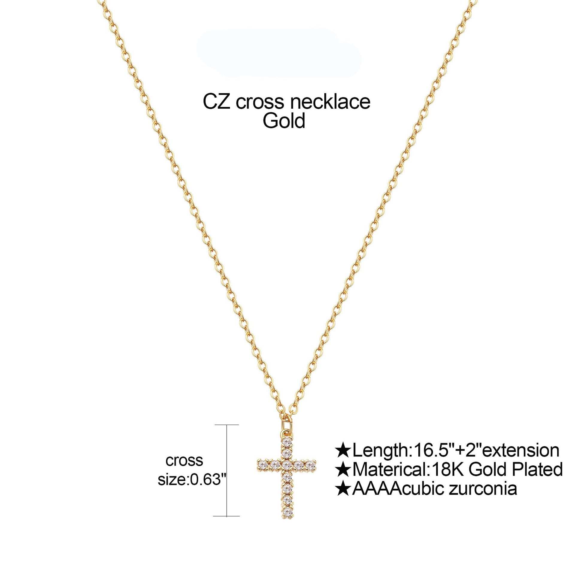 Elegant Cross Zircon Pendant Necklace