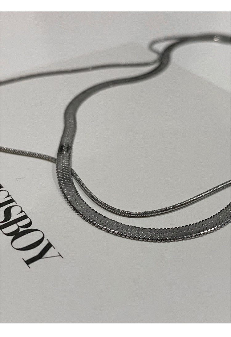 Fashion Geometric Titanium Steel Layered Necklace