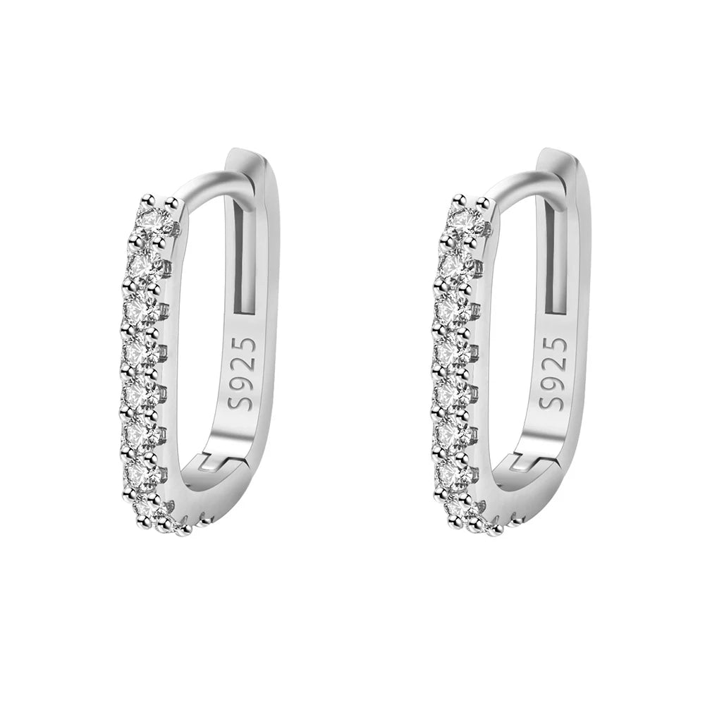 Elegant Zircon Silver Hoops