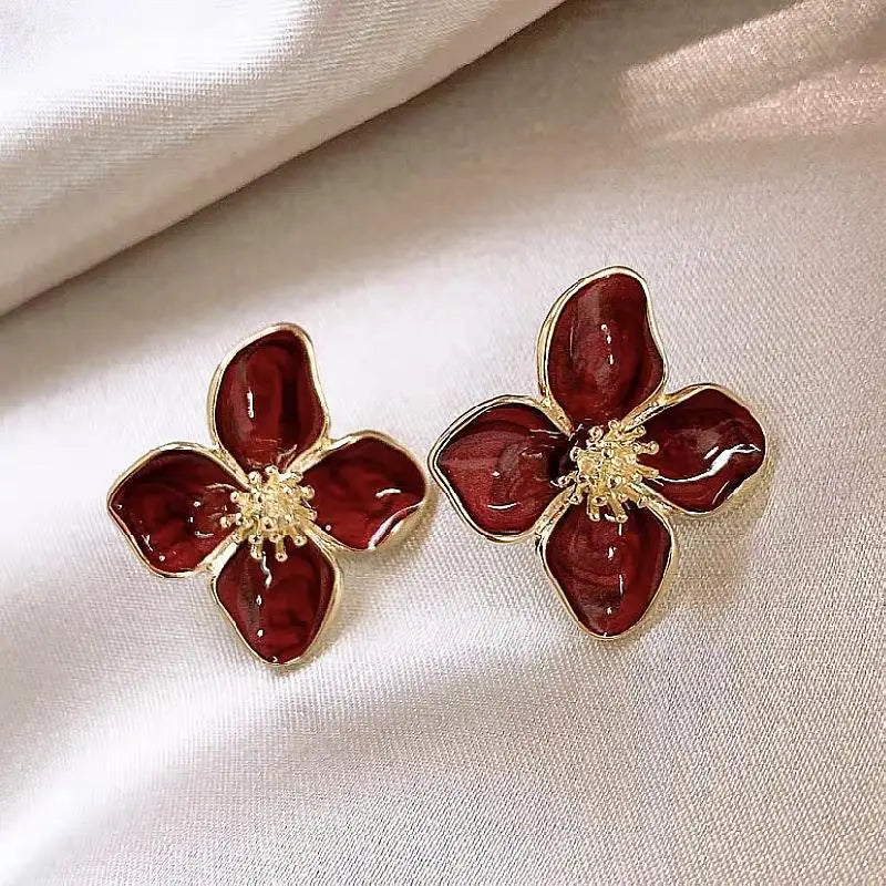 Captivating Crimson Blossom Earrings