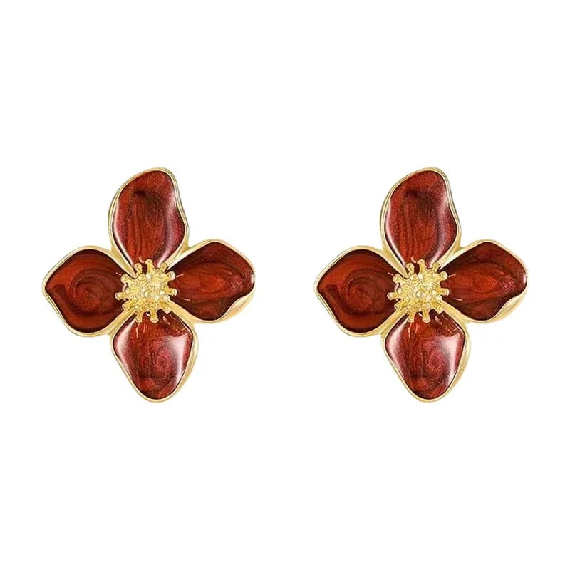 Captivating Crimson Blossom Earrings