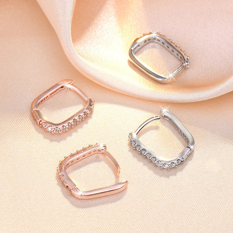 Elegant Zircon Silver Hoops