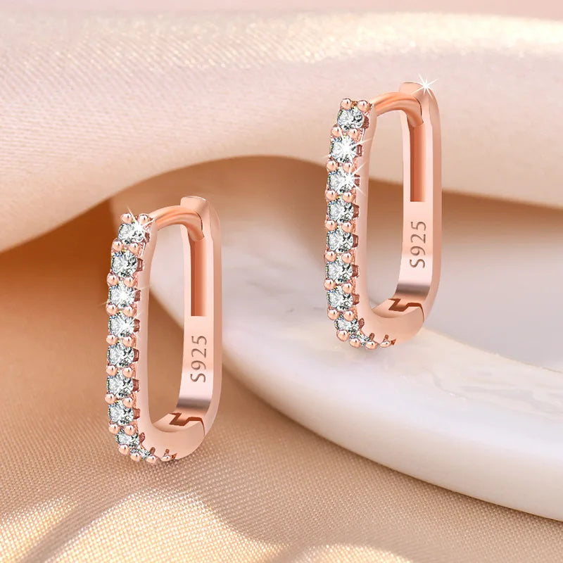 Elegant Zircon Silver Hoops