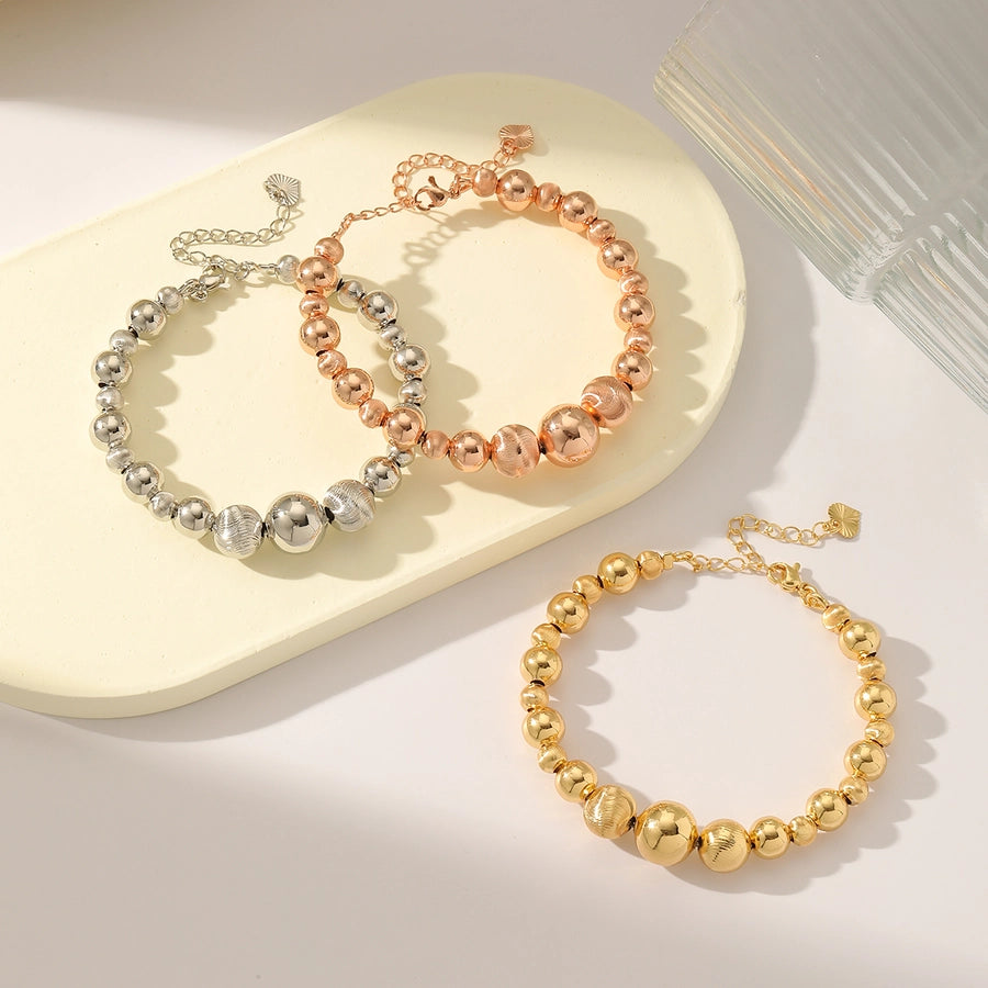 Jewelry Vintage Style Luxurious Round Copper 18K Gold Plated Beaded Bracelets