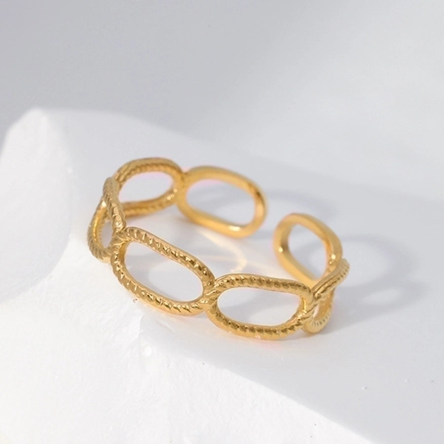 Modern Reticulated 18K Gold Plated Open Ring