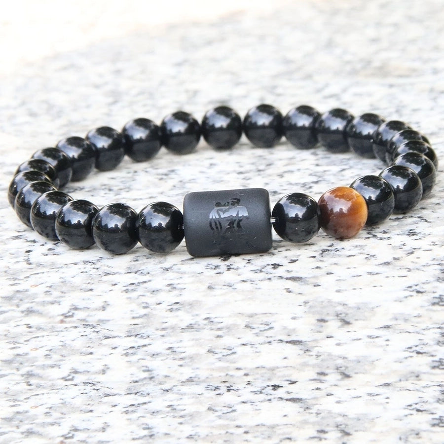 Astrological signs natural stone beaded carving bracelets