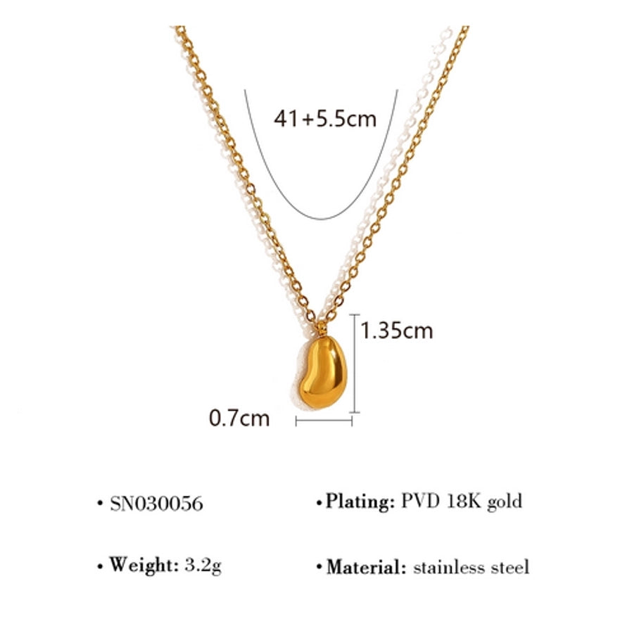 French Style 18K Gold Plated Coffee Beans Pea Pendant Necklace