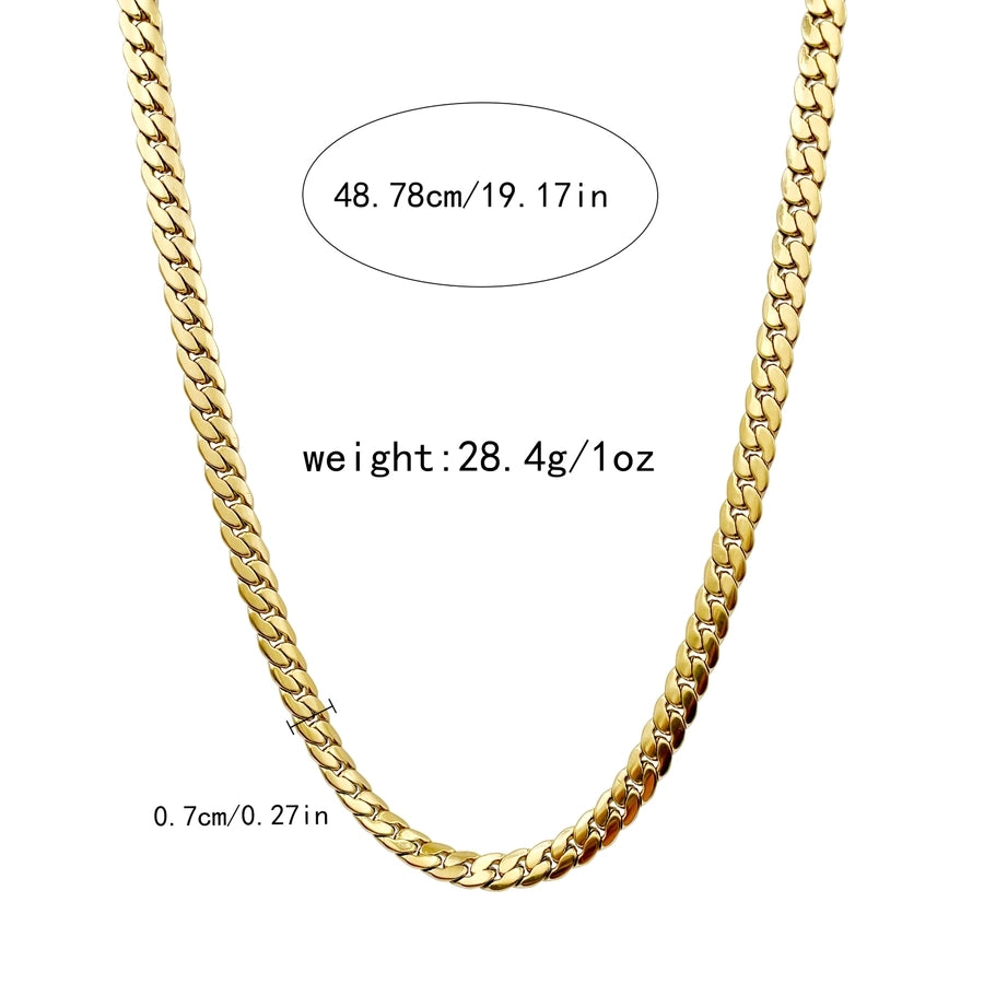 Classic 14K Gold Plated Rectangle Chain Choker Necklace