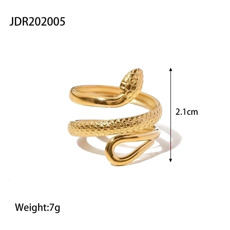 Jewelry Fashion Snake 304 Stainless Steel 18K Gold Plated Plating Open Ring