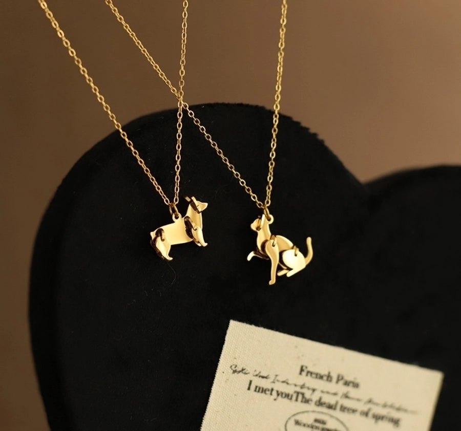 Simple Gold Cat Pendant/Dog Pendant Necklace