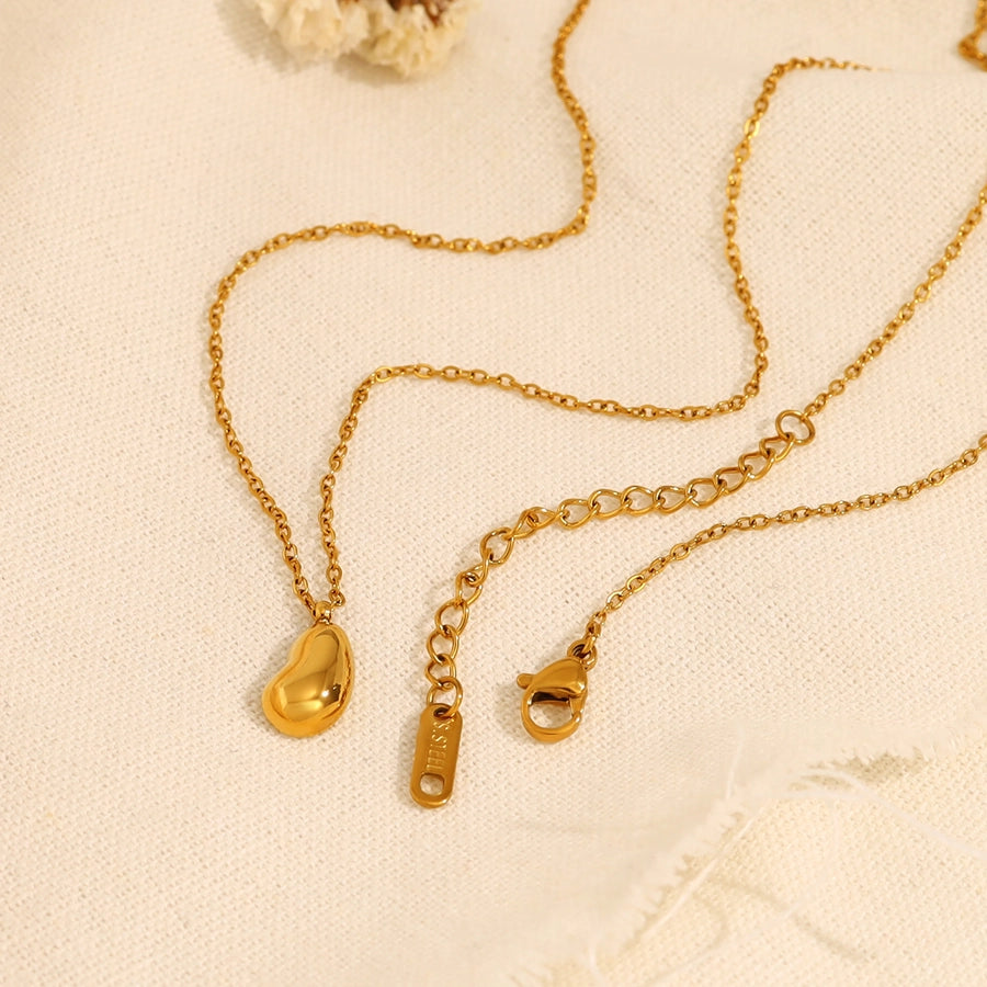 French Style 18K Gold Plated Coffee Beans Pea Pendant Necklace