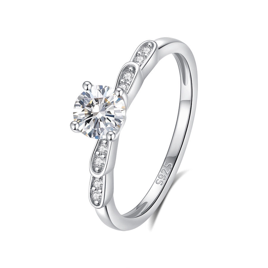 925 Sterling Silver Moissanite Zircon Round Open Rings