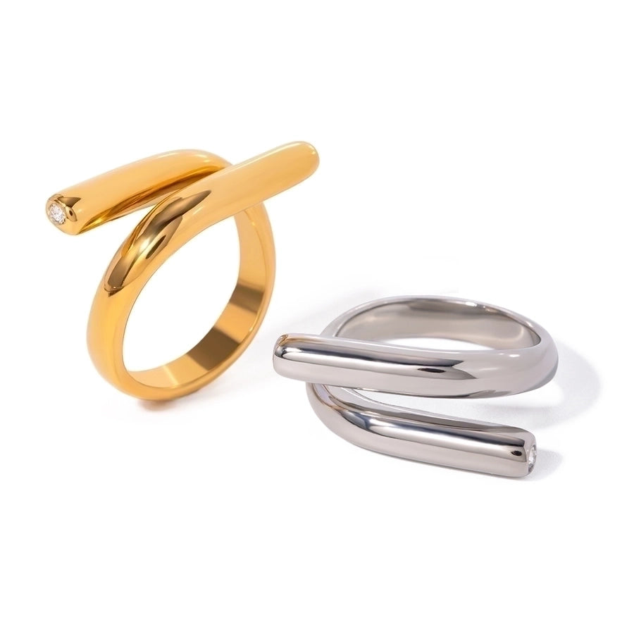 Modern Style Classic Style Irregular Geometric 304 Stainless Steel 18K Gold Plated Open Rings In Bulk