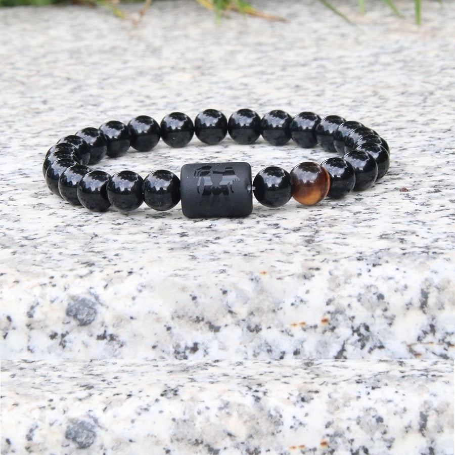 Astrological signs natural stone beaded carving bracelets