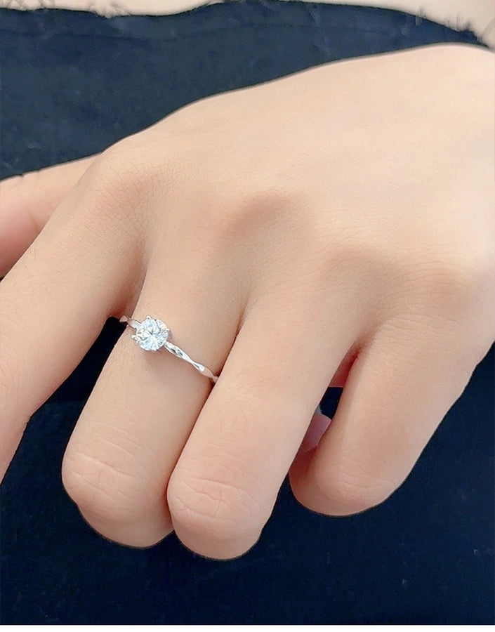 925 Sterling Silver Moissanite Zircon Geometric Open Rings Rings