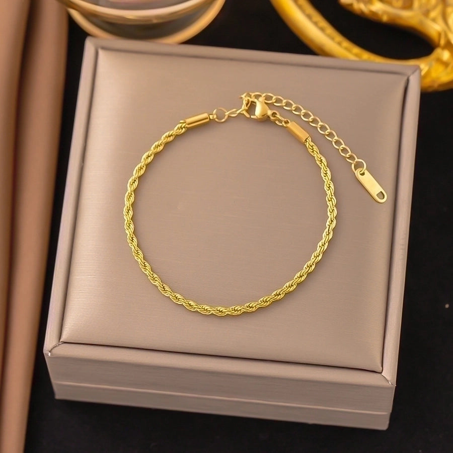 18K Gold Plated Trendy Heart Grain Bracelet Set