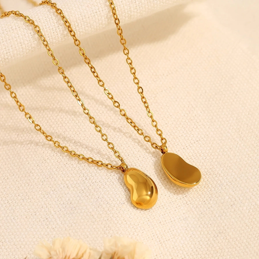 French Style 18K Gold Plated Coffee Beans Pea Pendant Necklace