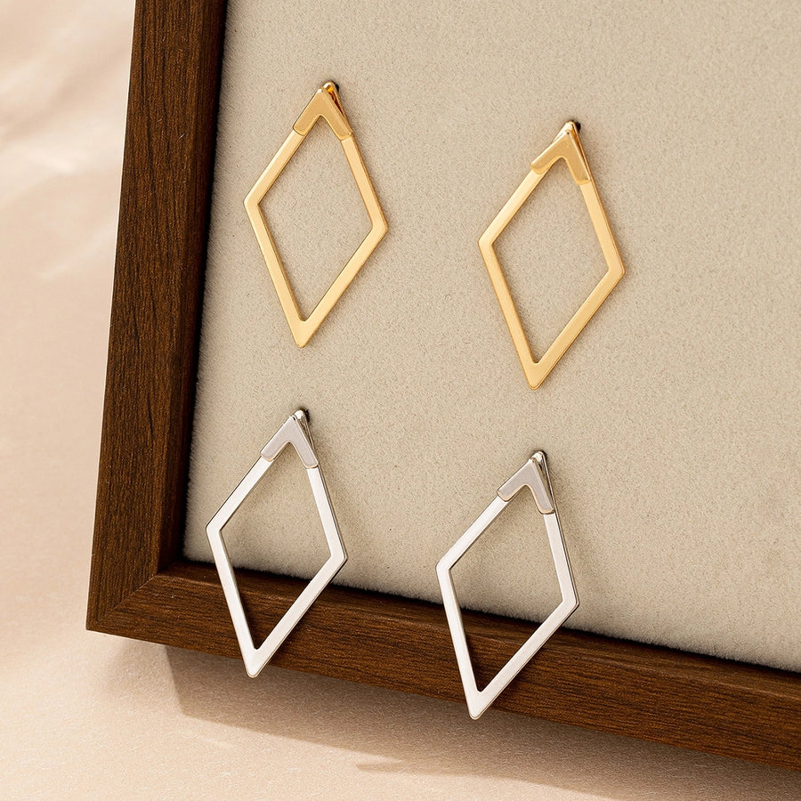 Elegant Rhombus Iron Ear Studs