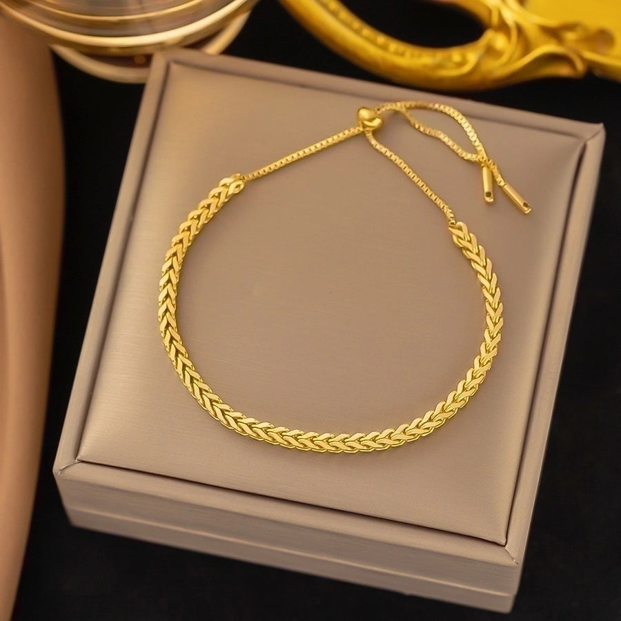 18K Gold Plated Trendy Heart Grain Bracelet Set